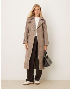 Abercrombie & Fitch Gabardina Beis Grisáceo Con Cinturón De Lana De -Neutro