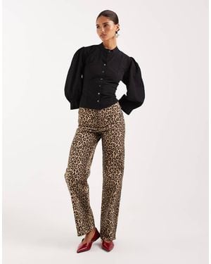 Vero Moda Vaqueros De Talle Alto Y Pernera Ancha Con Estampado De Leopardo Tessa De -Neutro
