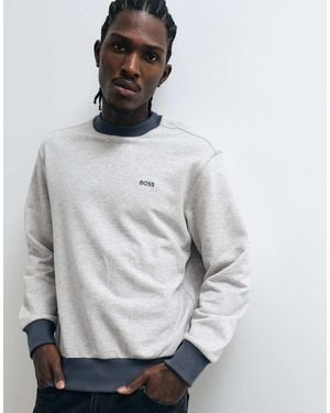 BOSS Sudadera Gris Con Logo En El Pecho