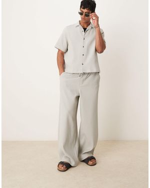 ASOS Co-ord Wide Leg Plisse Pants - Natural