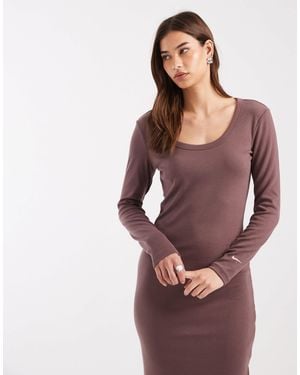 Nike Chill Ribbed Long Sleeve Dress - Red