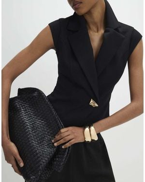 River Island Cap Sleeve Twill Waistcoat - Black