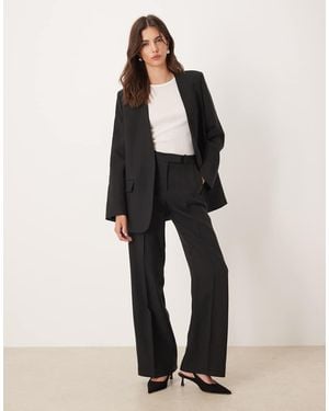 Mango Capsule Pleated Front Tailored Straight Leg Trousers - Black