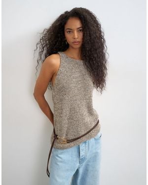 TOPSHOP Knitted Asymmetric Vest - Brown