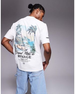 River Island Oversized T-Shirt Met Grand Hotel-Print - Blauw