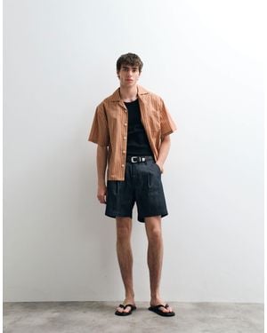 ASOS COLLECTIVE Pleated Denim Shorts - Blue