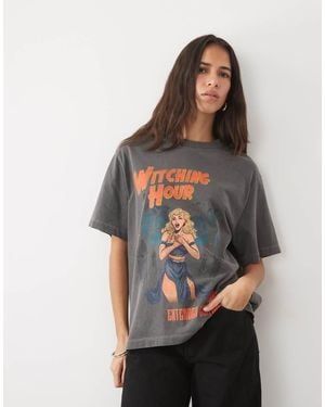 ASOS Top Oversize A Maniche Corte Con Grafica Witching Hour - Grigio
