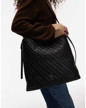 Tommy Hilfiger Braided Bucket Bag With Adjustable Strap - Black