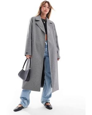 Threadbare Herringbone Oversized Coat - Grey