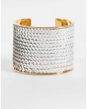 Reclaimed Vintage Sequined Cuff Bangle - Metallic