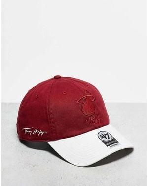 '47 X Tommy X Miami Heat Mlb Logo Detail Contrast Clean Up Cap - Red