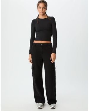 Stradivarius Straight-leg Cargo Trousers - Black