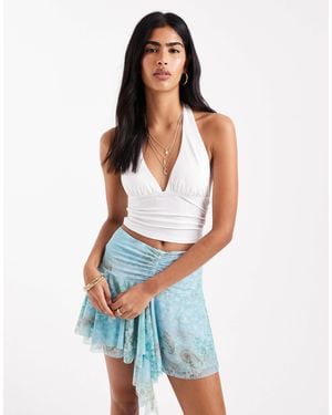 Bershka Halterneck Top - Blue