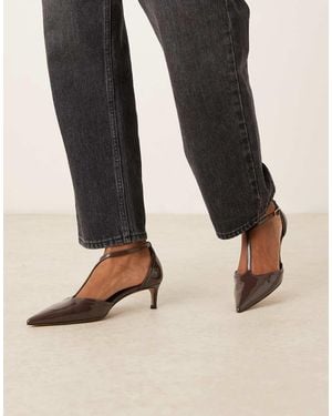 Mango Scarpe Con Tacchetto A Spillo A Punta Cioccolato - Nero