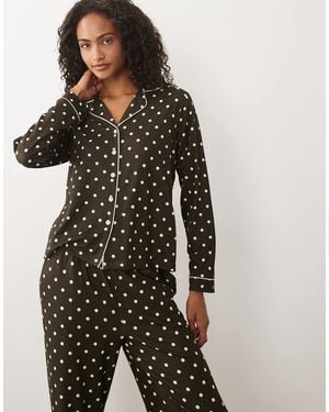 Threadbare Button Down Super Soft Pyjama Set - Black