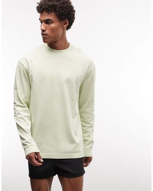 4505 Icon - t-shirt oversize à manches longues en coton épais à séchage rapide - pistache délavé - Neutre