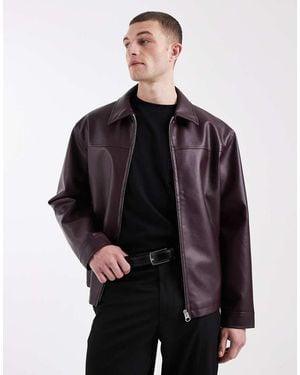 ASOS Faux Leather Harrington Jacket - Black