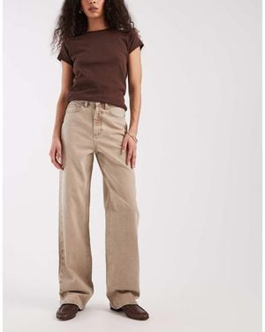 Vero Moda Vaqueros Color Visón De Talle Alto Y Pernera Ancha Tessa De -Neutro