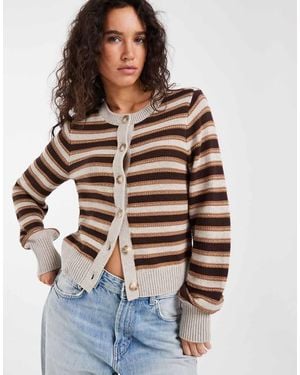 Abercrombie & Fitch Knitted Crew Neck Cardigan - Brown