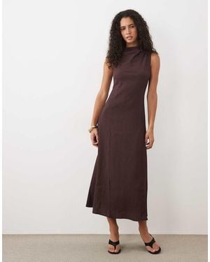Mango Sleeveless Midi Dress - Brown