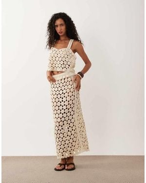 ASOS Premium Hand Crochet Floral Midi Skirt Co-ord - Natural