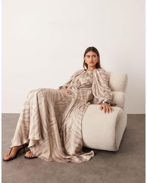 ARRANGE Drawstring Detail Volume Trapeze Maxi Dress - Natural
