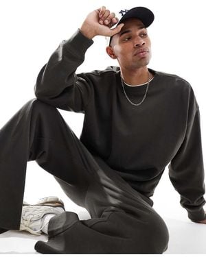 Threadbare Sudadera Gris Carbón Extragrande De Felpa De (Parte De Un Conjunto) - Negro