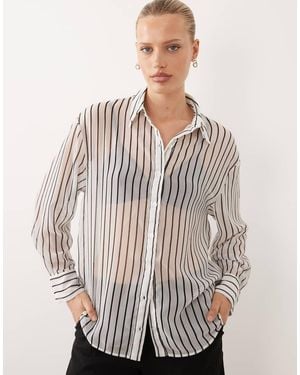 ASOS Sheer Striped Shirt-no Colour - Brown