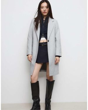 Stradivarius Soft-touch Button-up Midi Coat - Grey