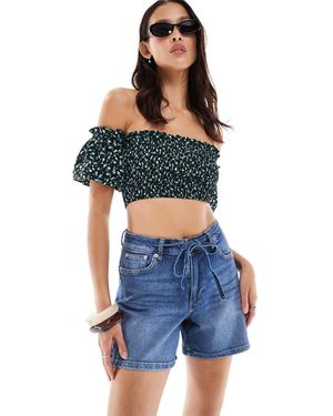 ONLY Losvallende Denim Short Met Taillestrik - Blauw