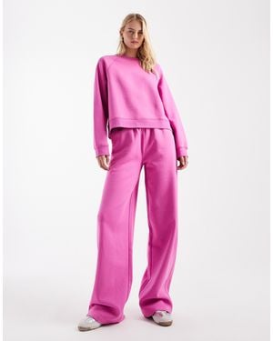 ASOS Asos Design Tall Wide Leg Brushback jogger - Pink