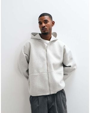 ASOS Felpa Con Cappuccio Oversize Estremo Con Zip Intera - Bianco