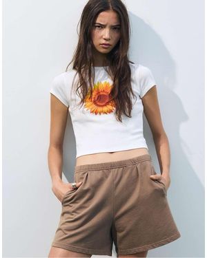 Pull&Bear Tracksuit Shorts - Brown