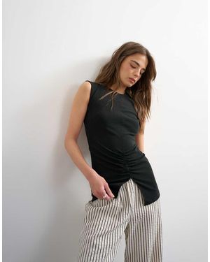 TOPSHOP Clean Ruched Tank - Black