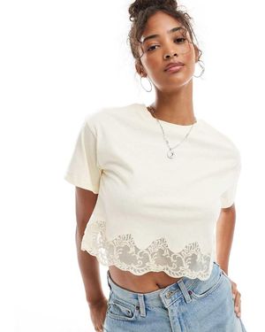 Miss Selfridge Lace Hem Short Sleeve T-shirt - Multicolour