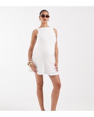 Vero Moda Jersey Floral Broderie Sleeveless Mini Dress - White