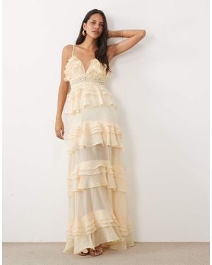 True Decadence Ruffle Tiered Maxi Dress - Natural