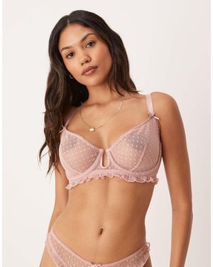 ASOS Fuller Bust Jessie Spot Embroidery Frill Underwired Bra - Multicolor