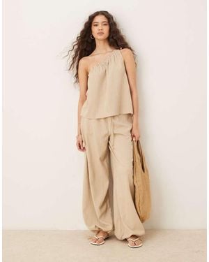 ASOS Pull On Palazzo Trousers Co-ord - Natural