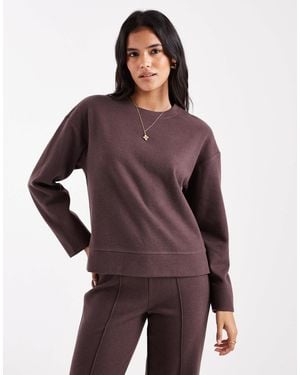 Threadbare Co-ord Cotton Jersey Mix Long Sleeve Sweatshirt - Purple