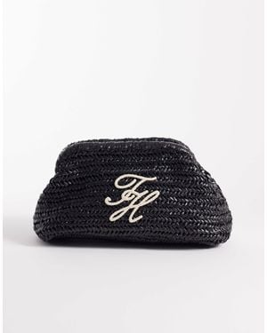 Tommy Hilfiger Elevated Raffia Clutch Bag - Black