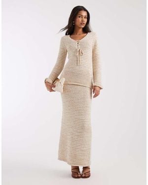 4th & Reckless Gebreide Maxi-Rok Met Textuur - Naturel