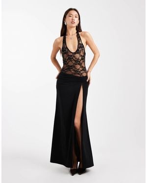 Miss Selfridge Lace Mix Maxi Dress - White