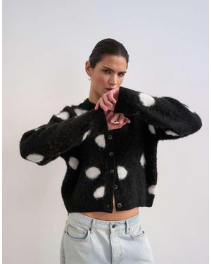 TOPSHOP Gebreid Geborsteld Vest Met Stippen - Zwart
