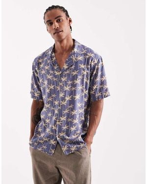 Sol Beach Leaf Print Beach Shirt - Blue