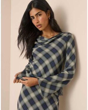 Nobody's Child Cruz Satin Cowl Neck Long Sleeve Top Co-ord - Grey