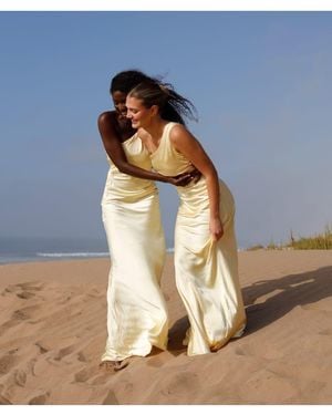 Six Stories One Shoulder Satin Bridesmaid Dress - Blue