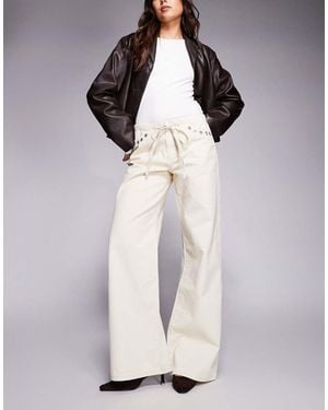 Edikted Grommet Tie Low Rise Jeans - White