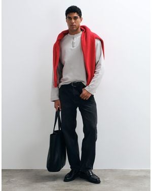 ASOS Boxy oversize-t-shirt mit henley-ausschnitt - Rot