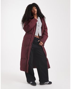 Threadbare Maxi Puffer Coat With Hood - Red